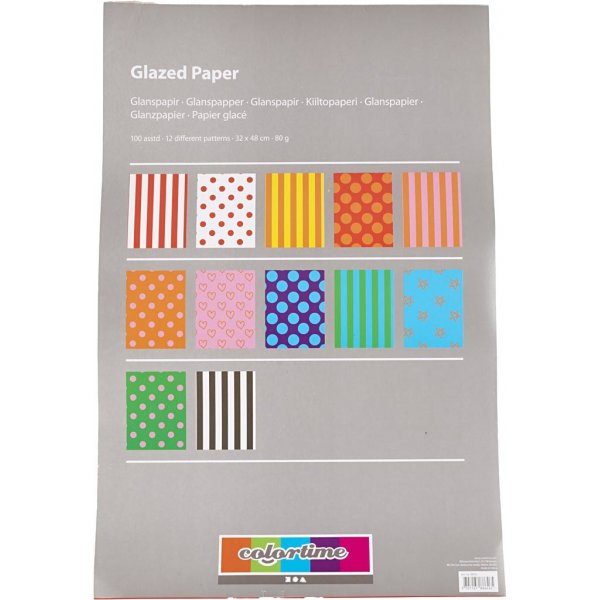 Glanzpapier - gemischte Farben - gemustert - 100 Blatt Glanzpapier - gemischte Farben - gemustert - 100 Blatt