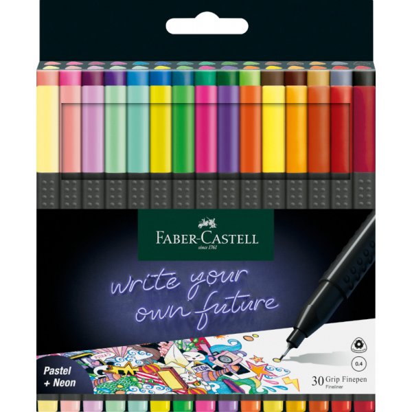 Faserstift-Set - Faber-Castell - Grip Finepen - 30 Farben