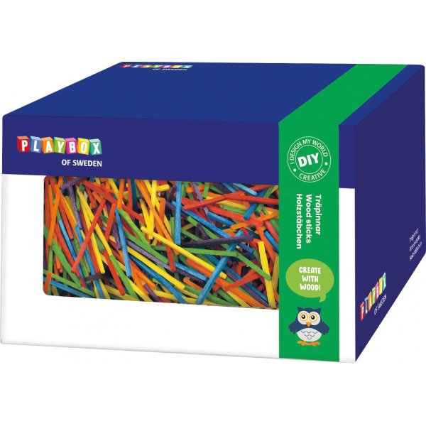 Farbige Holzstbchen in Box