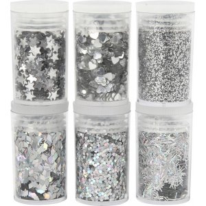 Glitzer und Pailletten - Silber - 6 x 5 g Glitzer und Pailletten - Silber - 6 x 5 g