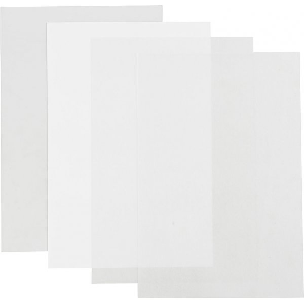 Schrumpffolien - Glnzend transparent - Matt transparent - Mattwei - 4 Blatt