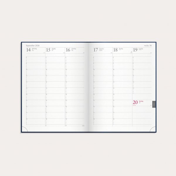 Wochenjournal 2026, Kunstleder, Dunkelblau