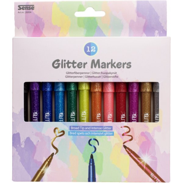 Glitzerfaserstifte 12P