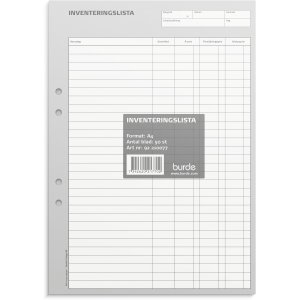 Inventarliste - A4 Inventarliste - A4