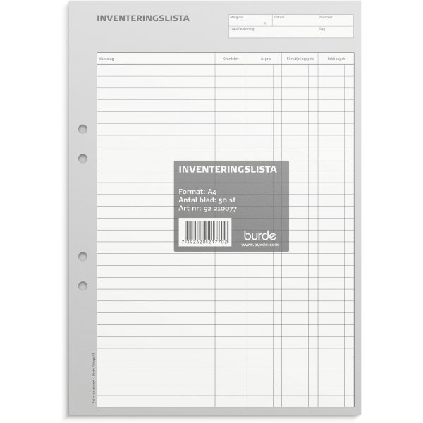 Inventarliste - A4