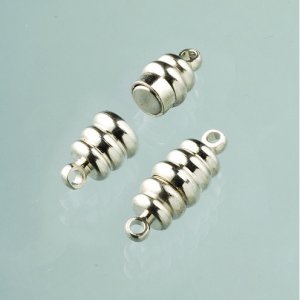 Magnetverschluss 20 mm - versilbert 2 Stück in Olivenform, extra stark Magnetverschluss 20 mm - versilbert 2 Stück in Olivenform, extra stark