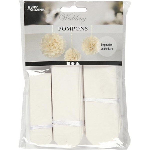 Papierpompons - weiß - 3 Stk Papierpompons - weiß - 3 Stk