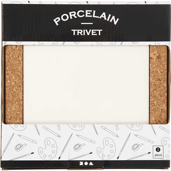 Untersetzer mit Korkrahmen - wei - 2 Stk