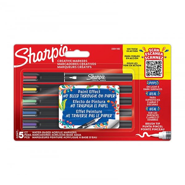 Sharpie AcrylicCreative Marker Brush - 5er-Pack - Unsortierte Farben