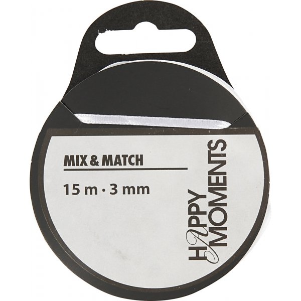 Satinband - Wei - B3 mm - 15 m