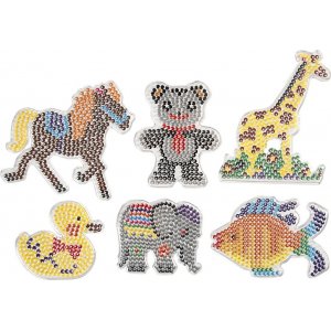 Perlenteller - Ente - Elefant - Giraffe - Bär - Pferd und Fisch - 6 Stk Perlenteller - Ente - Elefant - Giraffe - Bär - Pferd und Fisch - 6 Stk
