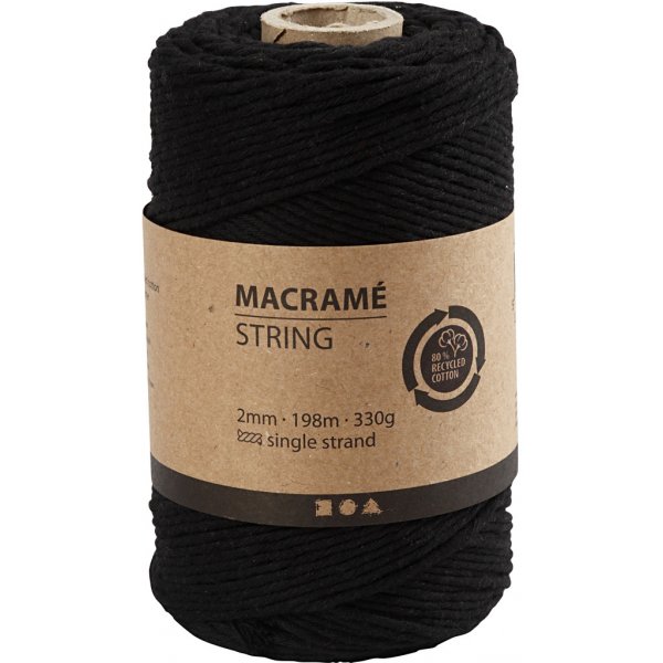 Makramee-Garn - Schwarz - 2 mm - 198 m