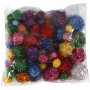 Pompons - leuchtende Farben - Glitzer - 62 g