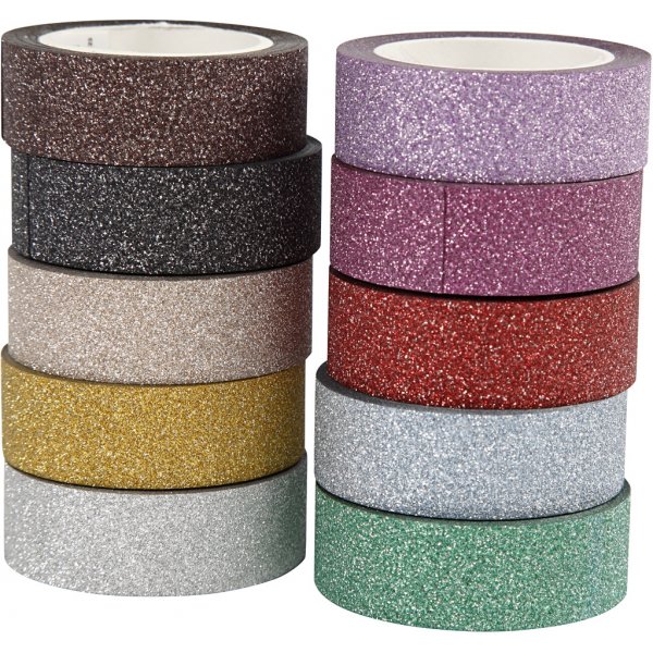 Glitzerband/Washiteband - gemischte Farben - 10 x 6 m