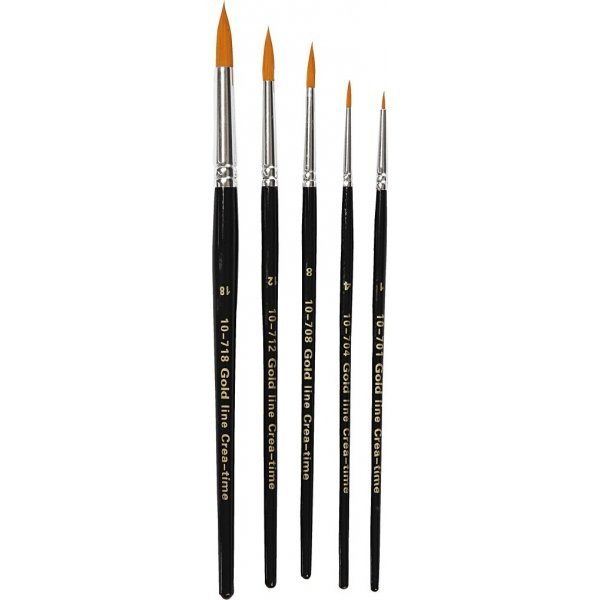 Gold Line Pinsel - Nr. 1+4+8+12+18 - rund - 5 Stk