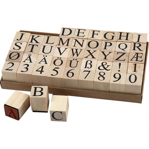 Stempel - Buchstaben und Zahlen - 20 x 20 mm - 45 Stk