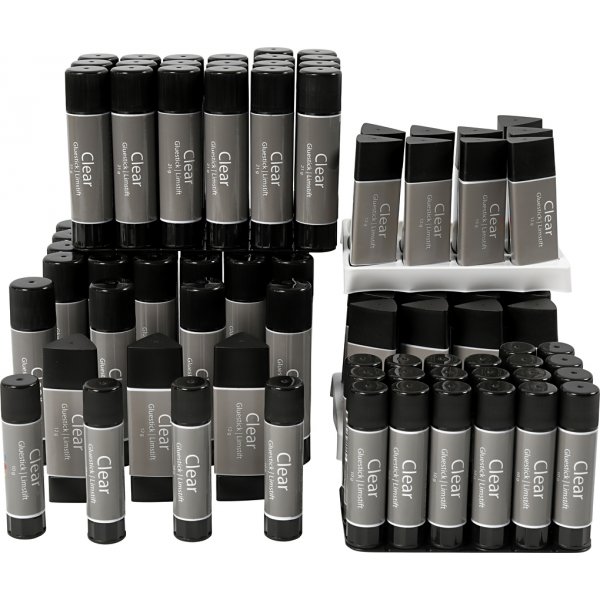 Transparente Klebestifte - verschiedene Gren - 96 Stck