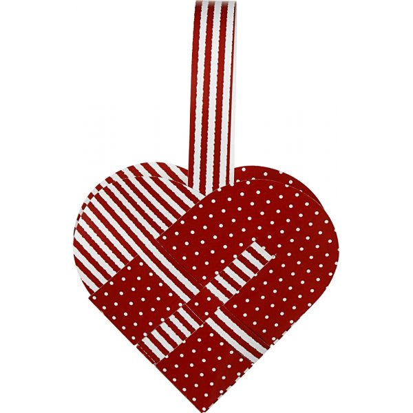 Bastelset - Geflochtene Herzen - rot/weies Muster - 8-tlg