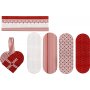 Bastelset - Geflochtene Herzen - rot/weies Muster - 8-tlg