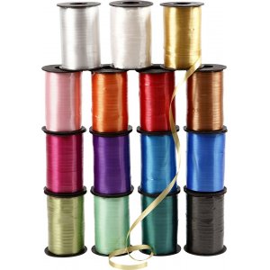 Geschenkkordel - gemischte Farben - glänzend - 15 x 250 m Geschenkkordel - gemischte Farben - glänzend - 15 x 250 m