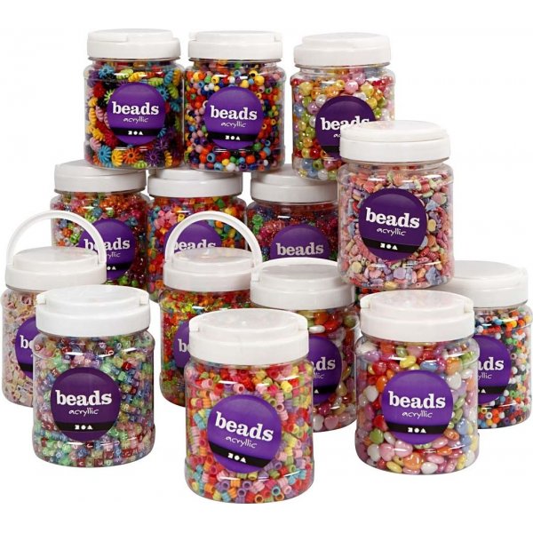 Kunststoffperlen - gemischte Farben - 16 x 700 ml