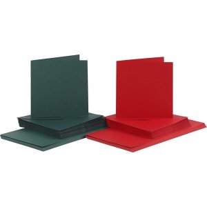 Karten und Umschläge - Grün und Rot 16 x 16 cm - 50 Sets Karten und Umschläge - Grün und Rot 16 x 16 cm - 50 Sets