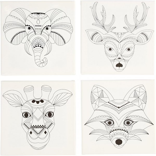 Leinwand mit Druck - Wei� - Tiere - 4 Stk