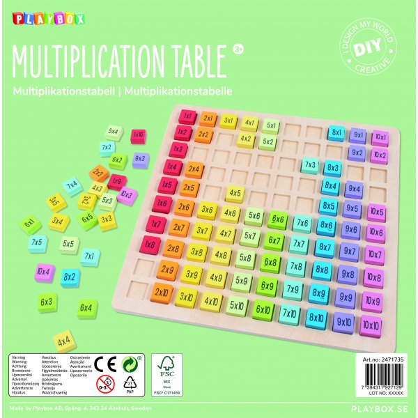 Multiplikationstisch aus Holz