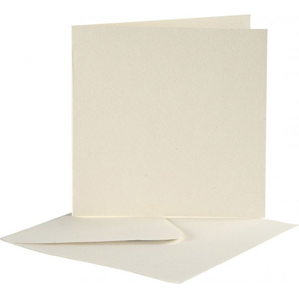 Postkarte mit Umschlag - gebrochenes Wei - 12,5 x 12,5 cm - 10 Stk