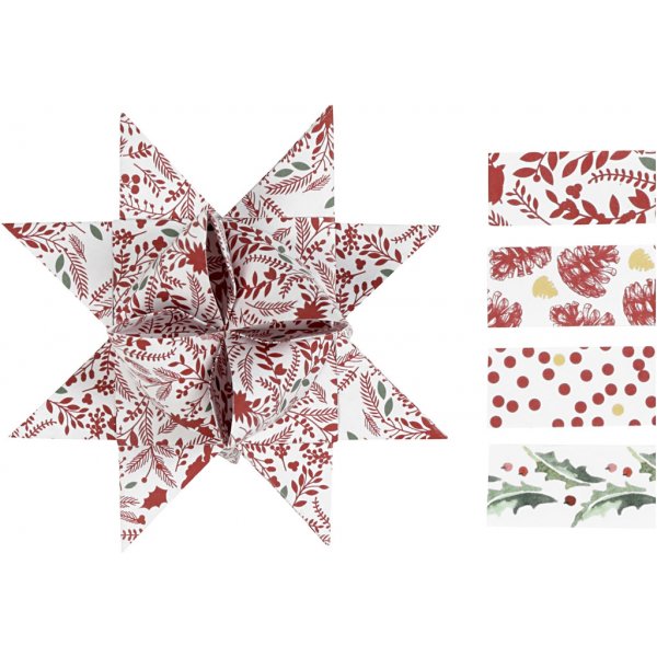 Sternstreifen - rot - wei - 6,5+11,5 cm, 48 Streifen