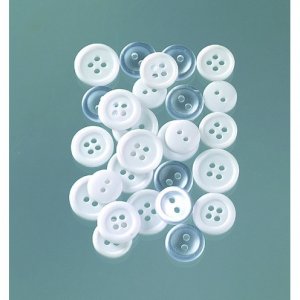 Knöpfe 10 - 15 mm - weiß / transparent 40 g weiß Knöpfe 10 - 15 mm - weiß / transparent 40 g weiß