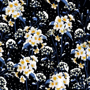 Gemustertes Trikot 150 cm - Schneeblume schwarz Gemustertes Trikot 150 cm - Schneeblume schwarz