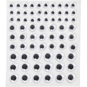 Bewegliche Augen - weiß - selbstklebend - Ø8+12+14 mm - 69 Stk Bewegliche Augen - weiß - selbstklebend - Ø8+12+14 mm - 69 Stk