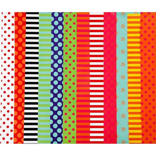 Glanzpapier - gemischte Farben - gemustert - 50 Blatt