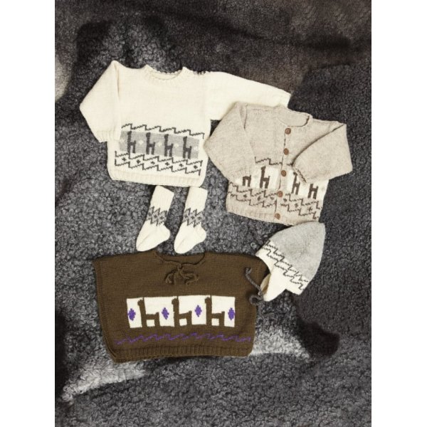 Strickmuster - Strickjacke, Pullover und Poncho mit Lamas, Mütze und Socken Strickmuster - Strickjacke, Pullover und Poncho mit Lamas, Mütze und Socken