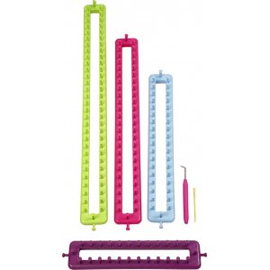 Rechteckige Strickringe mit Nadeln und Haken - 4 Stk Rechteckige Strickringe mit Nadeln und Haken - 4 Stk