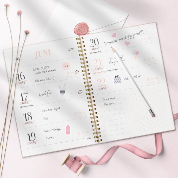 Kalender 24/25 - Lebensplaner rosa horizontal