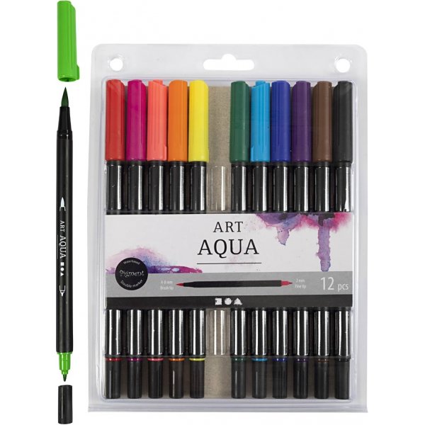 Aquarellmarker - Standardfarben - 12 Stk