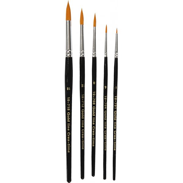 Gold Line Pinsel - Nr. 1+4+8+12+18 - rund - 5 Stk