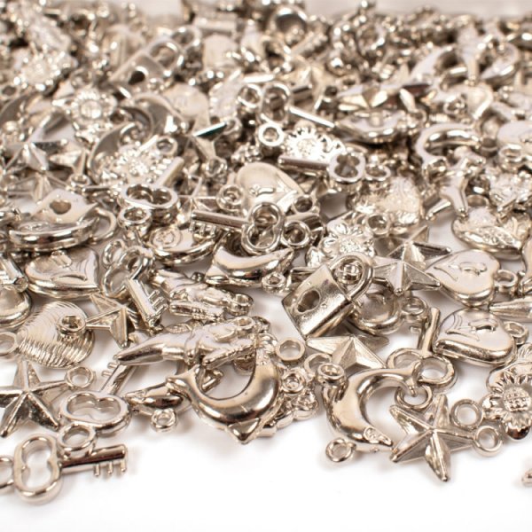 Kunststoffanhnger, silberfarben, 9 Formen, 200 Stck