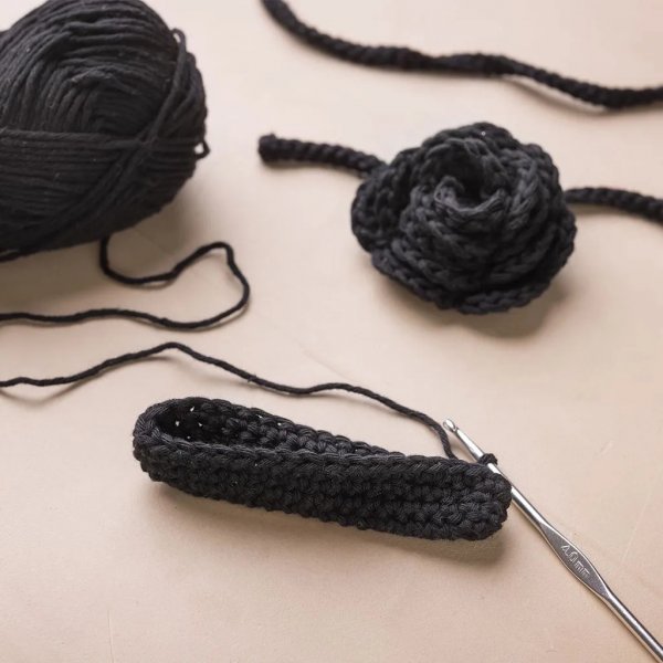 Mini DIY Kit Hkeln, Tasche mit Rose