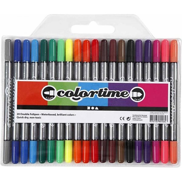 Colortime Doppelmarker - Standardfarben - 20 Stk