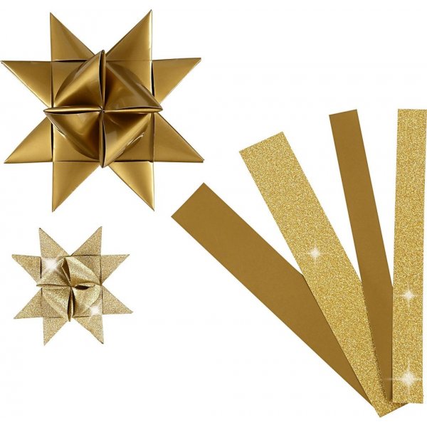 Sternstreifen - Gold - Glitzer, Lack - 6,5+11,5 cm - 40 Streifen