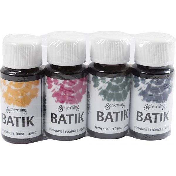 Batikfarbe - Marineblau - Gr�n - Rosa - Maisgelb - 4x50 ml