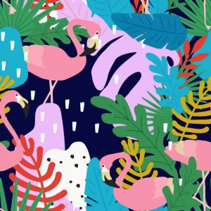 Gemustertes Trikot 150 cm - Flamingo Palm Beach Gemustertes Trikot 150 cm - Flamingo Palm Beach