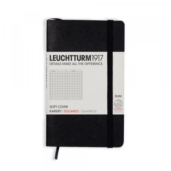 Notizbuch A6 Soft Karo - Schwarz
