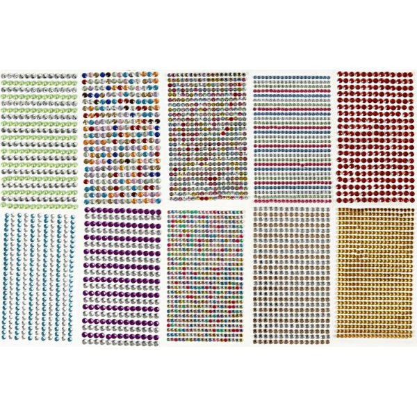 Strassaufkleber - gemischte Farben - 10 Blatt