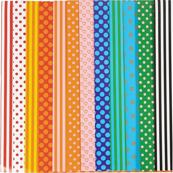 Glanzpapier - gemischte Farben - gemustert - 100 Blatt