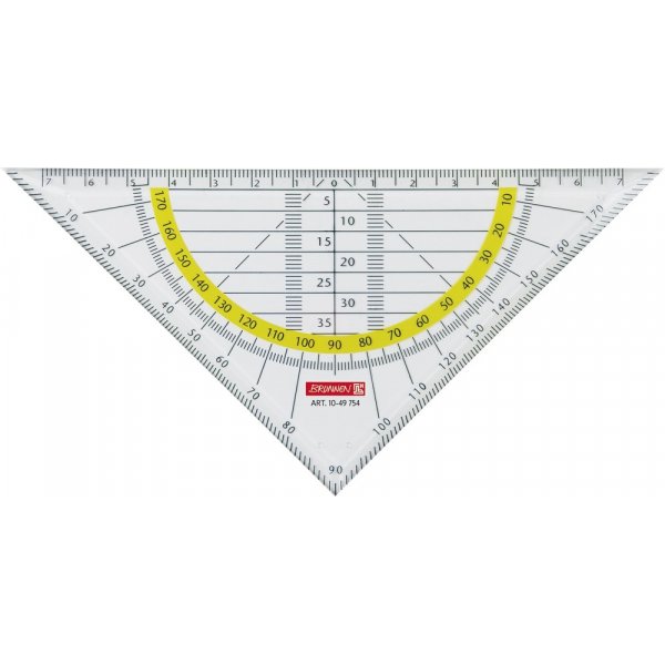 Dreieckslineal mit Winkelmesser 16 cm transparent