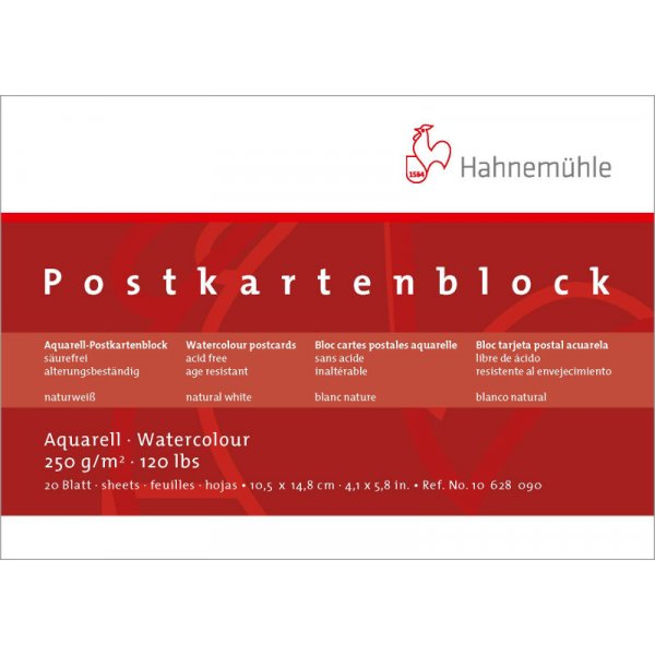 Aquarellblock-Postkarte, 250 g, rau - 10,5 x 14,8 cm